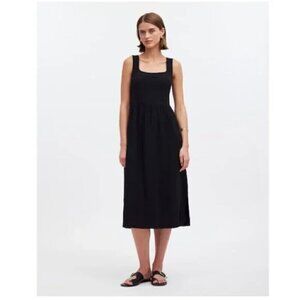 Madewell Stretchy Cotton Knit Slip-on Tank Midi Dress Black Size XS NWOT